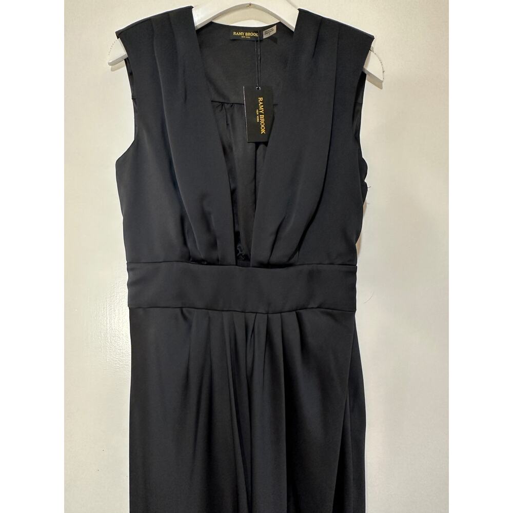 Ramy Brook Quinn Plunge-Neck Gown Dress Black Size 10 NWT Bold Front Slit - Picture 5 of 14